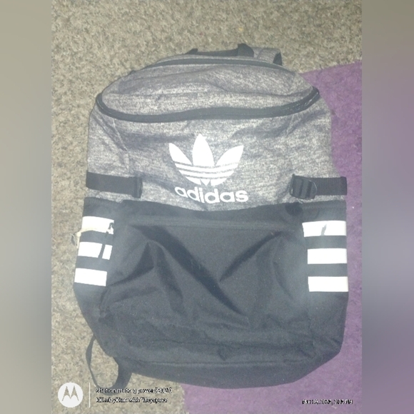 Adidas Ori Classic Zip Top Backpack Onix Jersey/Black CK2277 - Picture 2 of 8